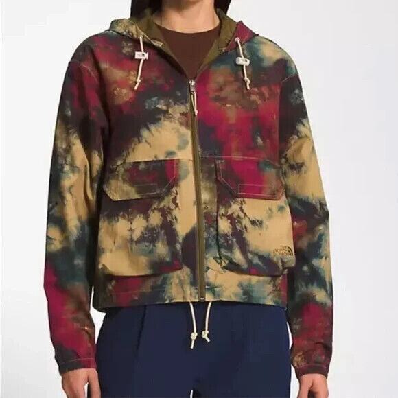 The North Face Women's EUC Tie Dye Printed Ripstop Wind Hoodie Jacket L Full Zip - Picture 1 of 7